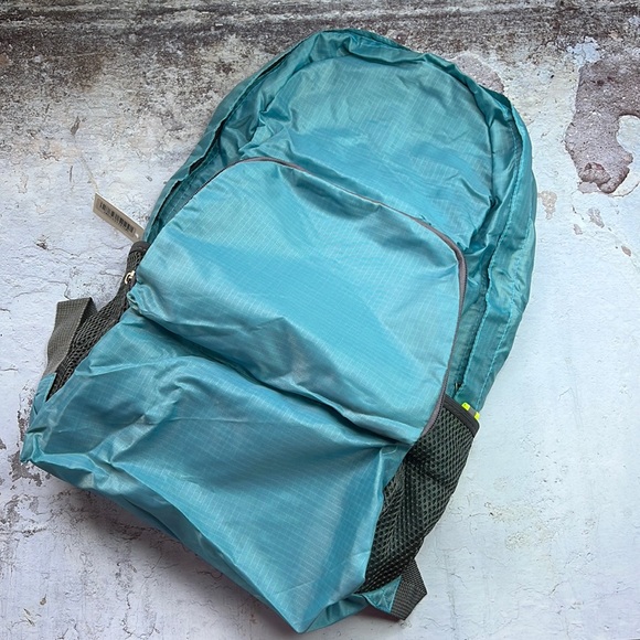 Bags Aqua Blue Packable Backpack Folds Into Small Pouch Whandle